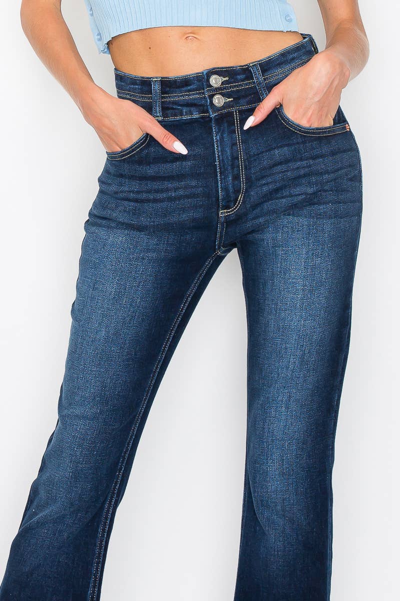 HIGH RISE STRETCH DOUBLE WAIST BOOTCUT JEANS 29 11