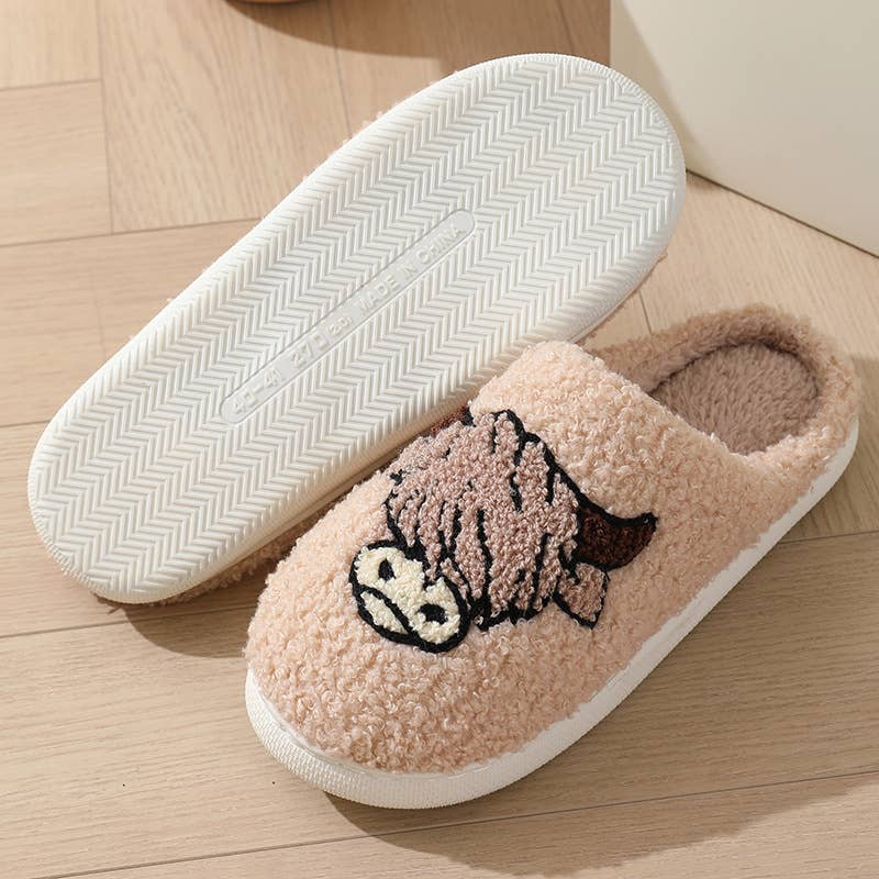 Western Bull Knit Plush Slippers