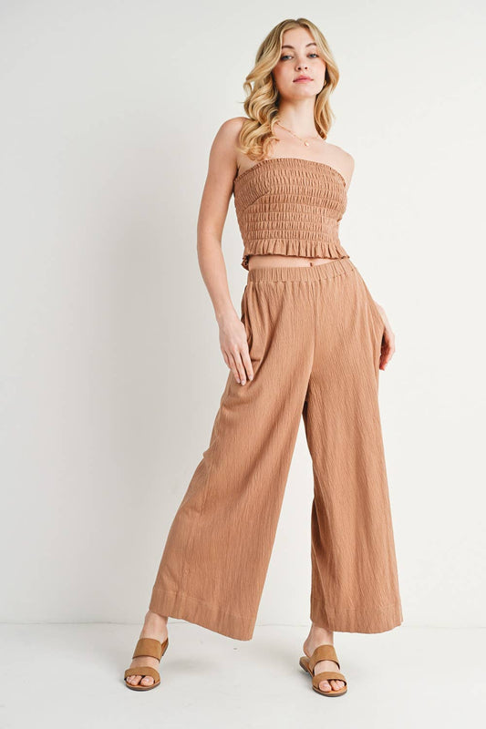 Smoked Tube Top & Linen Wide Leg Pant Set