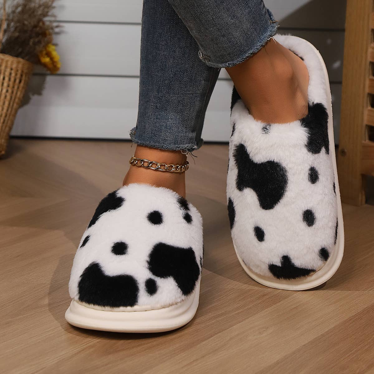 Western Cow Print Slippers