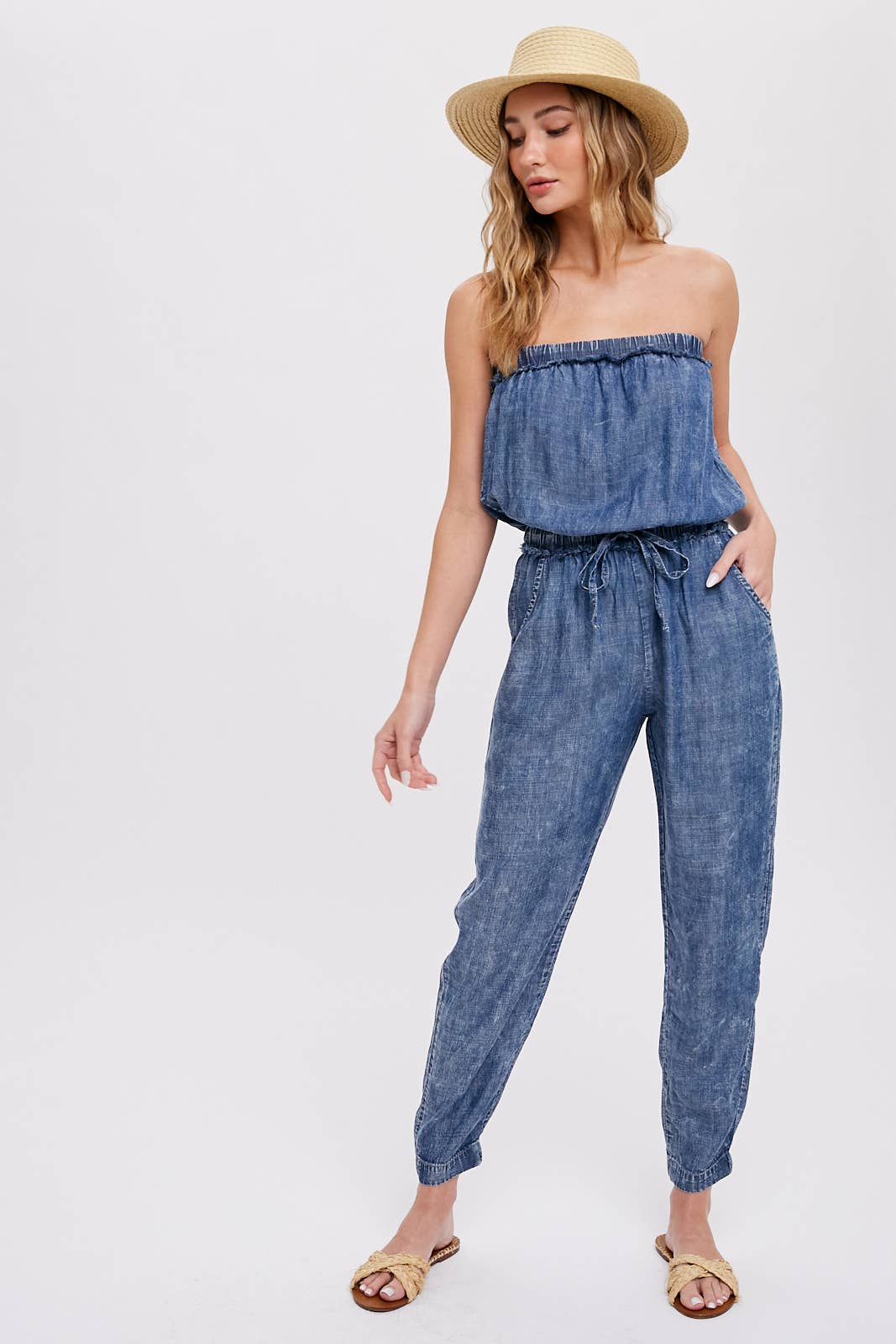 ACID WASH TUBE JUMPSUIT