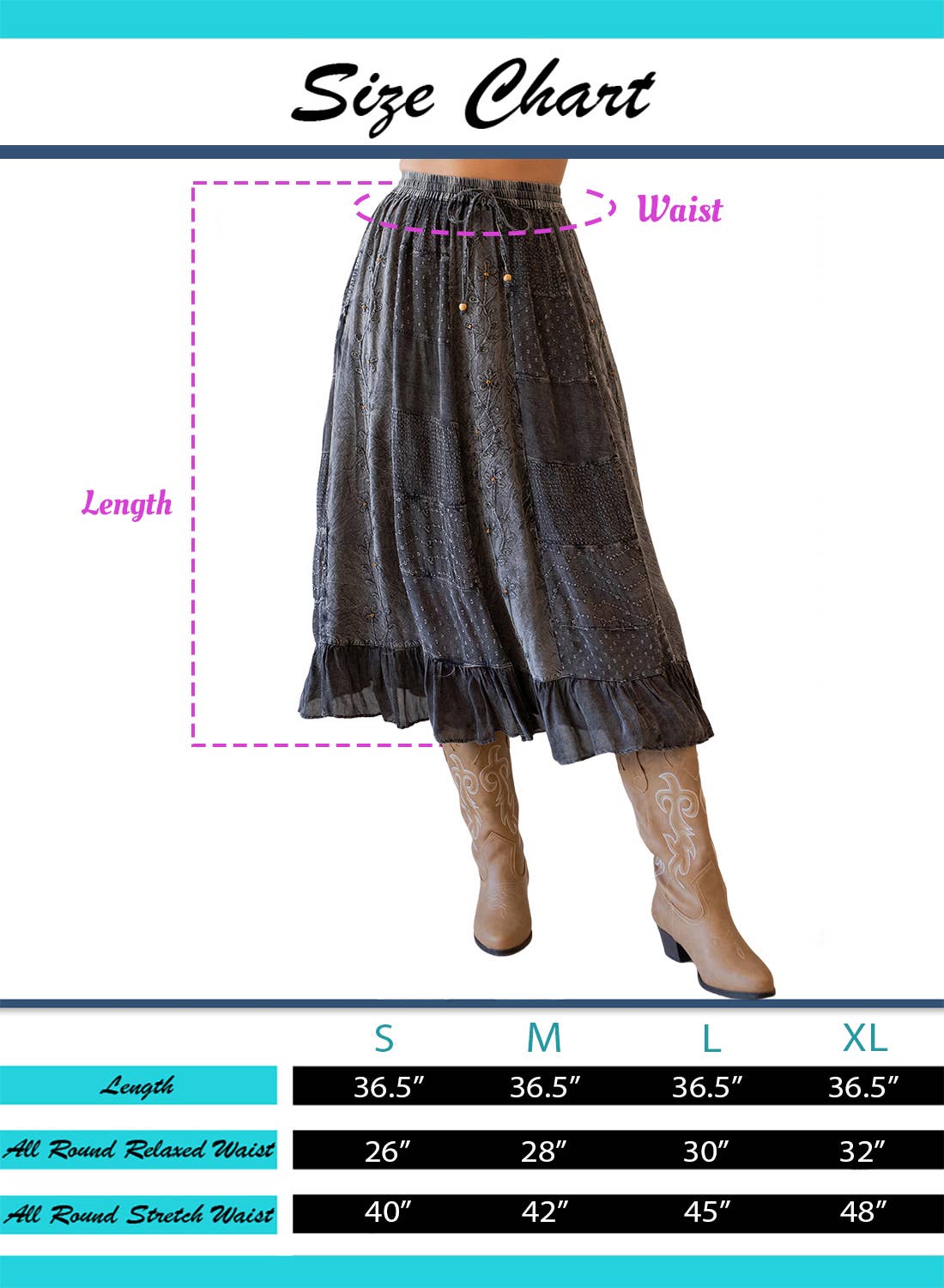 Women Patchwork Embroidered Maxi Skirt With Side Pockets