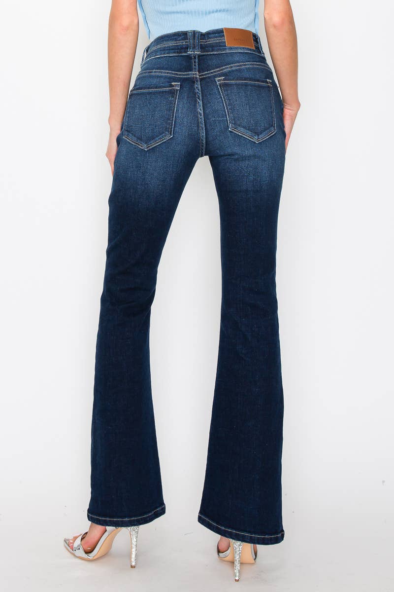 HIGH RISE STRETCH DOUBLE WAIST BOOTCUT JEANS