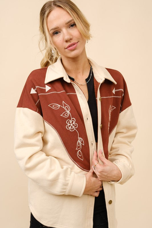 Embroidered Western Shacket