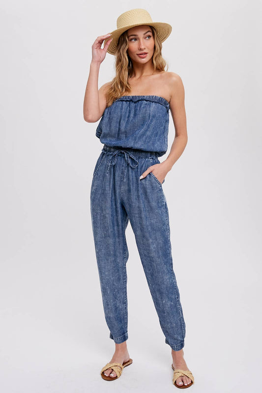 ACID WASH TUBE JUMPSUIT