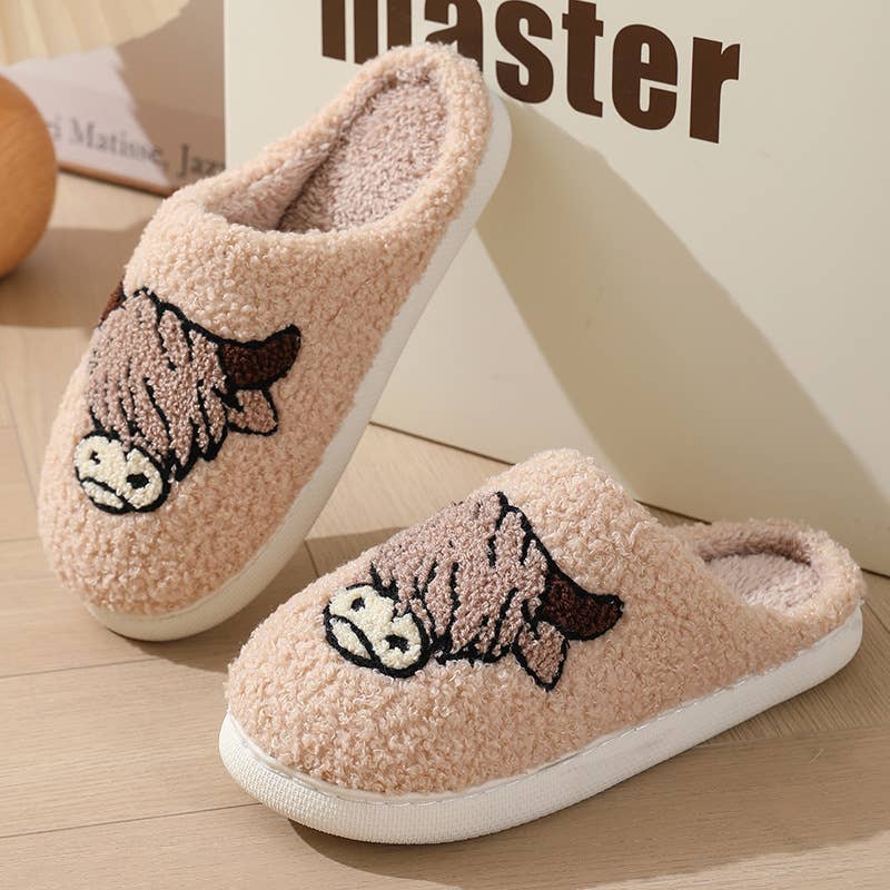 Western Bull Knit Plush Slippers