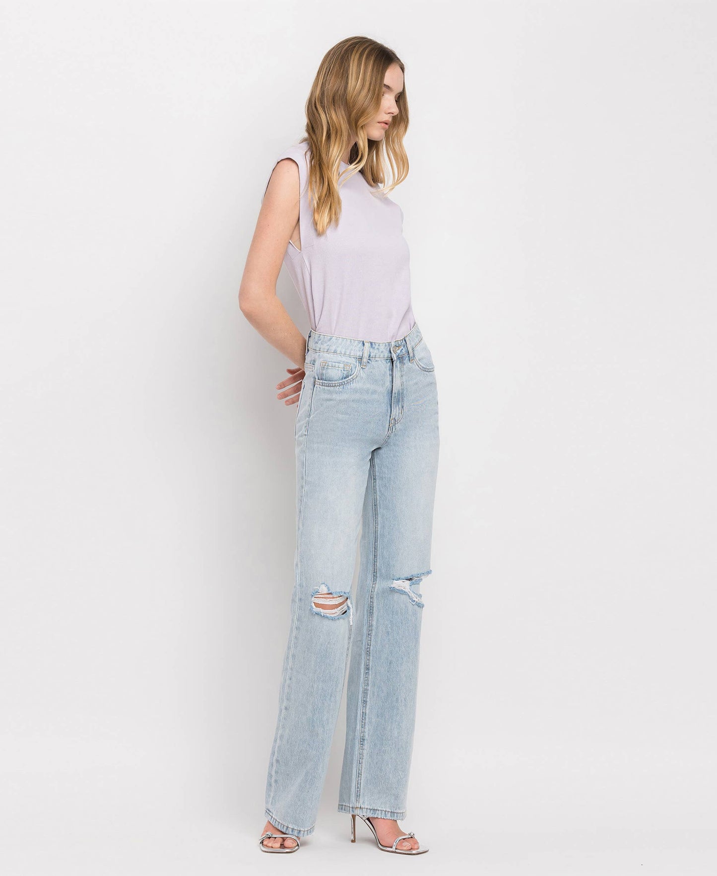 90'S VINTAGE SUPER HIGH RISE FLARE JEANS