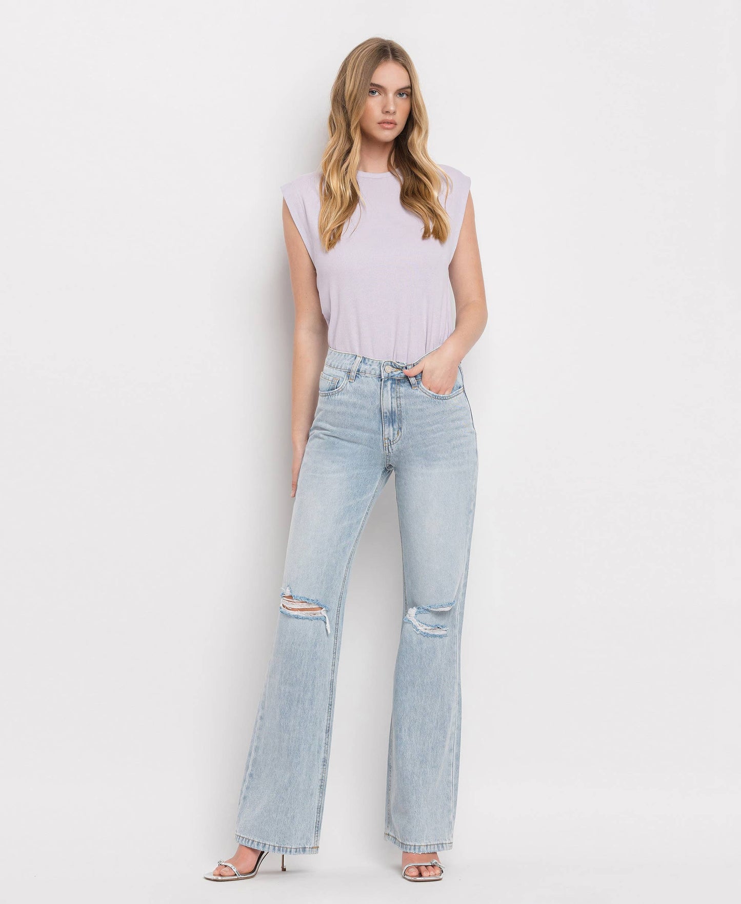 90'S VINTAGE SUPER HIGH RISE FLARE JEANS