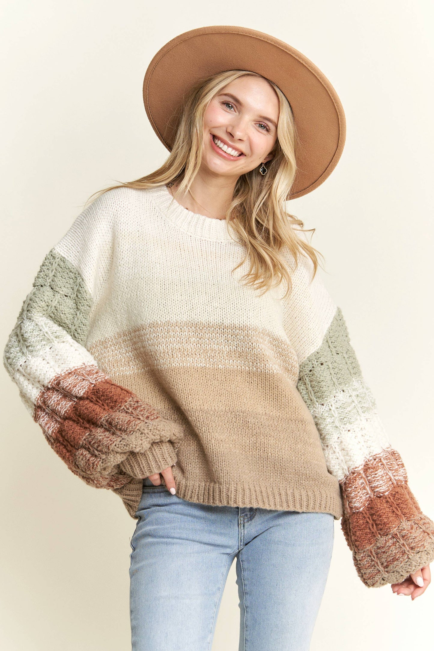 Puff  Sleeve Ombre Sweater