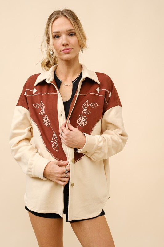 Embroidered Western Shacket