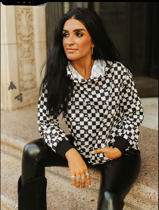 Checker Pattern Light Weight Hoodie