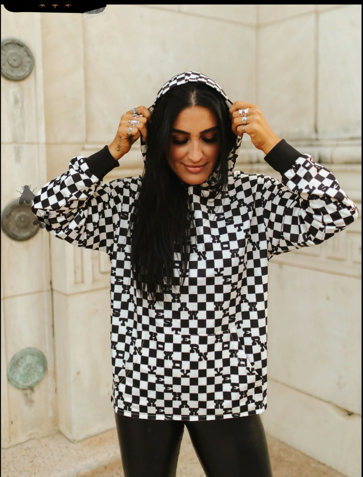 Checker Pattern Light Weight Hoodie