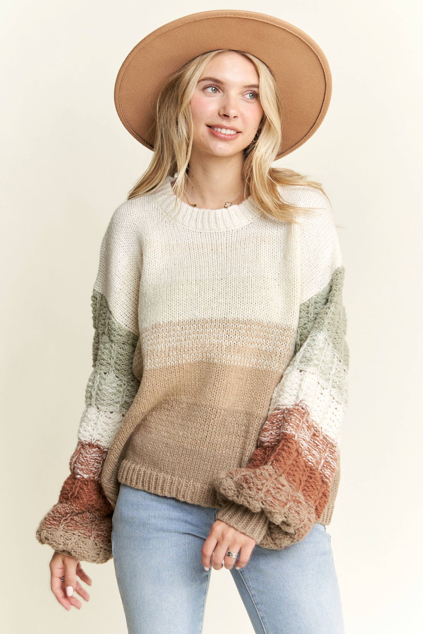 Puff  Sleeve Ombre Sweater