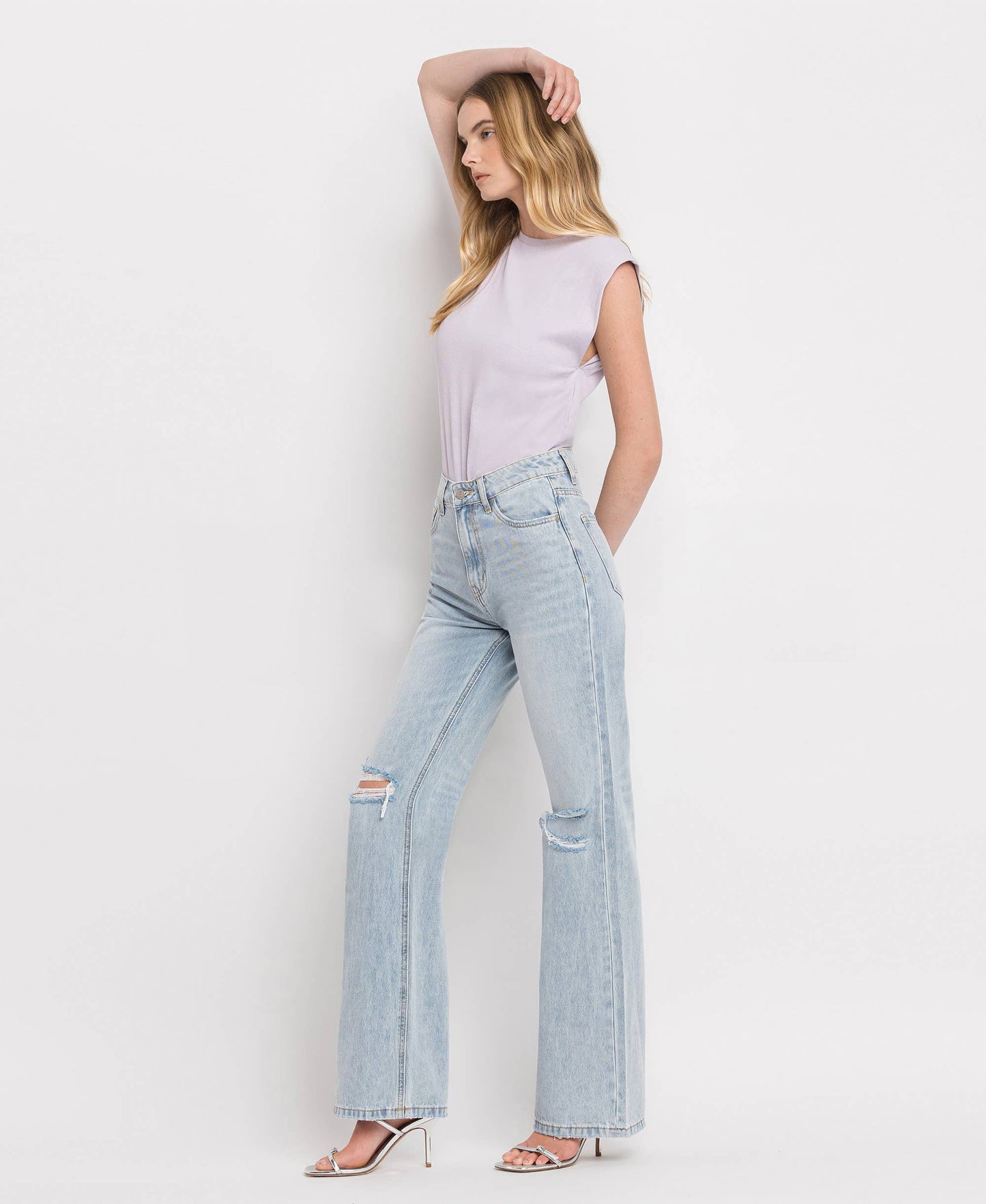 90'S VINTAGE SUPER HIGH RISE FLARE JEANS