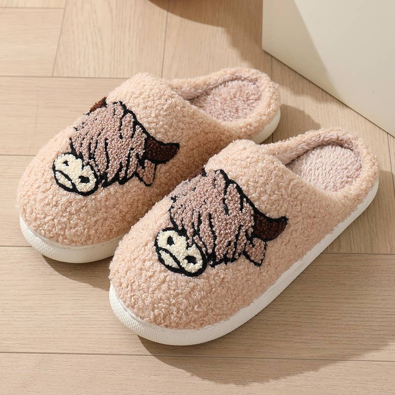 Western Bull Knit Plush Slippers