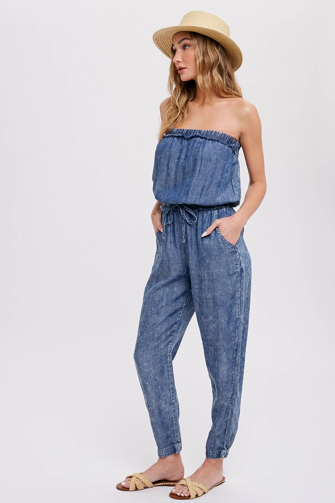 ACID WASH TUBE JUMPSUIT