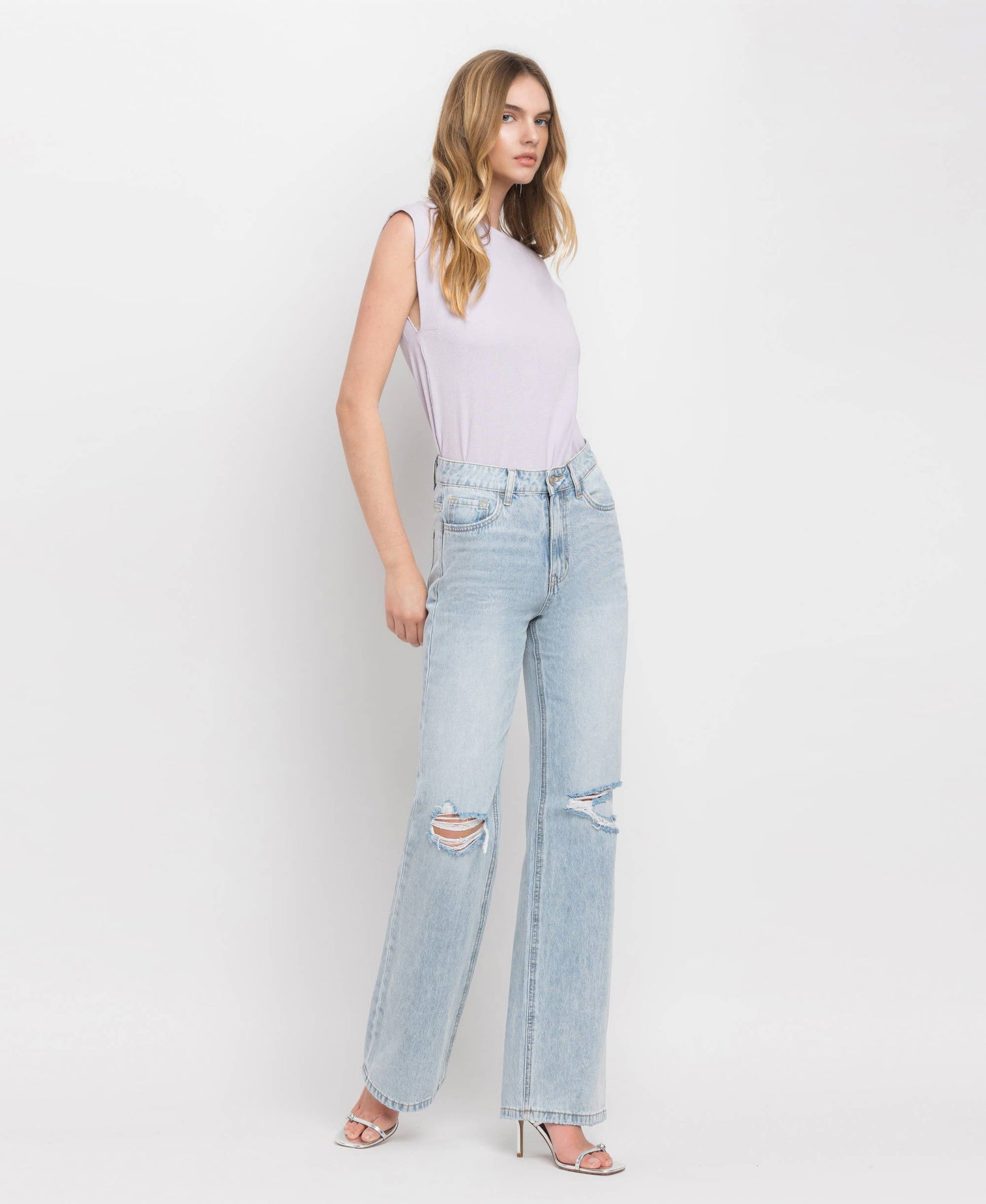 90'S VINTAGE SUPER HIGH RISE FLARE JEANS