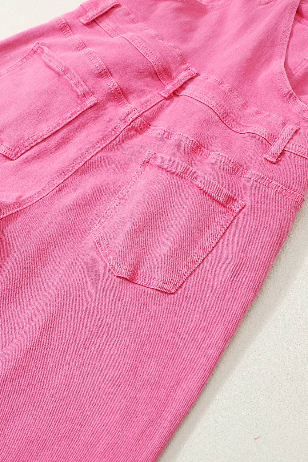 Pirouette Pocketed Wide Leg Distressed Denim Overall **HOT PINK**