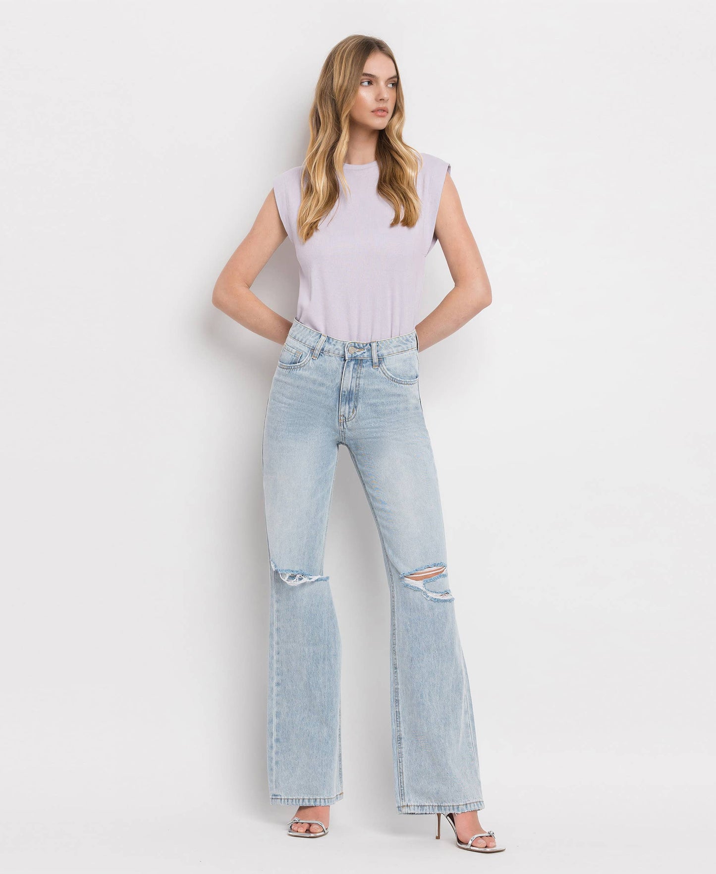 90'S VINTAGE SUPER HIGH RISE FLARE JEANS