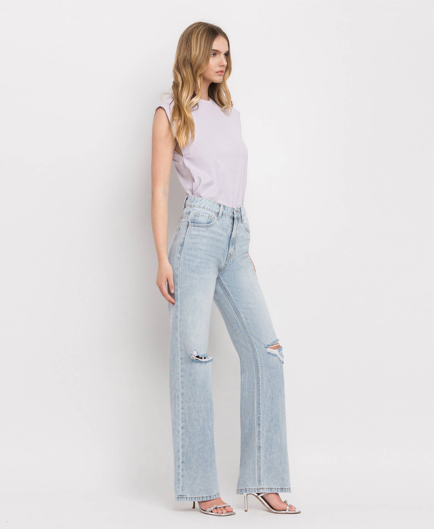 90'S VINTAGE SUPER HIGH RISE FLARE JEANS