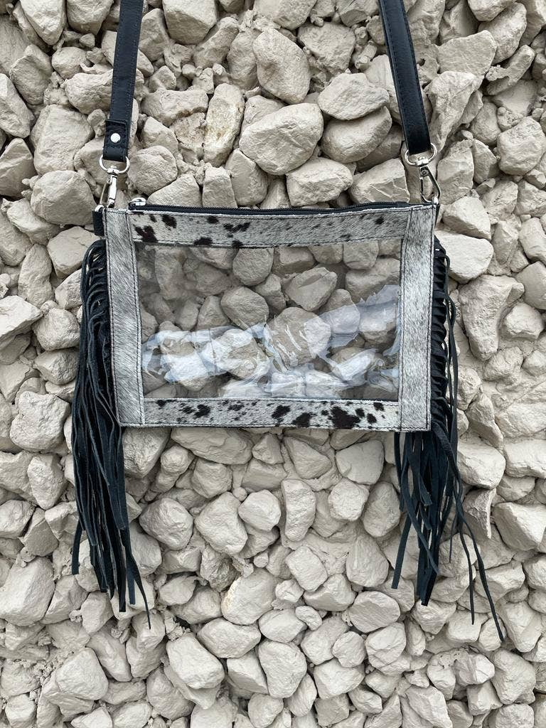 Stadium Approved Leather Fringe Cowhide Crossbody