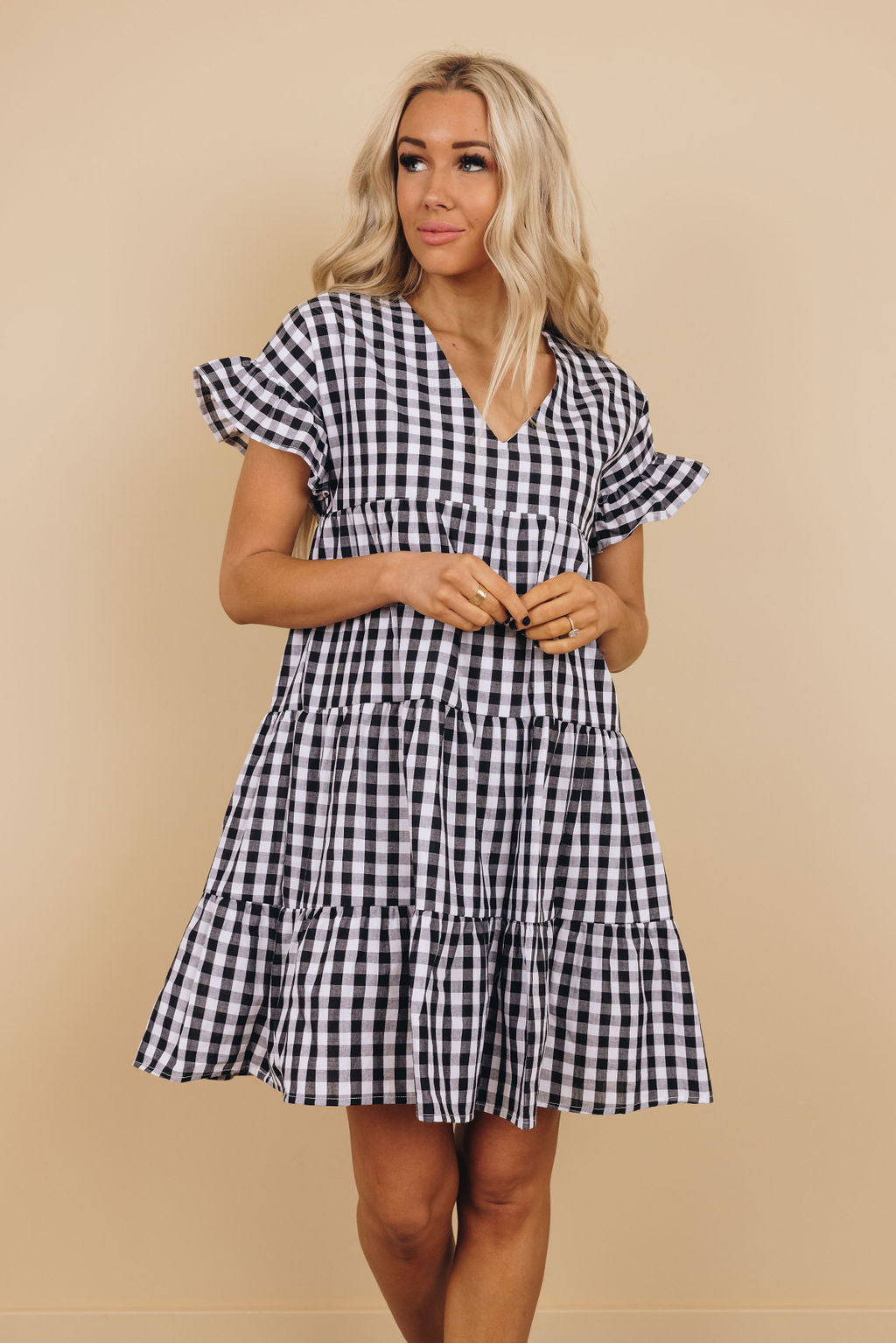 Black & White Plaid Swing Dress