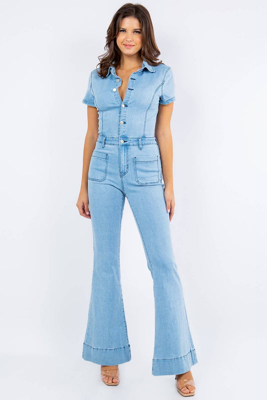 DENIM BELLBOTTOM  JUMPSUIT