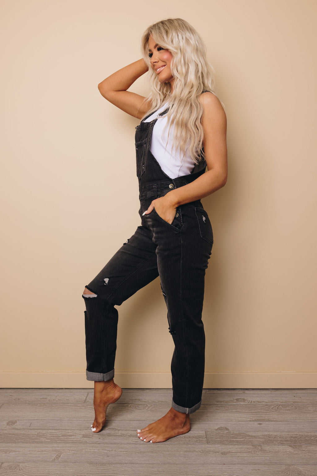 Black Denim Overalls