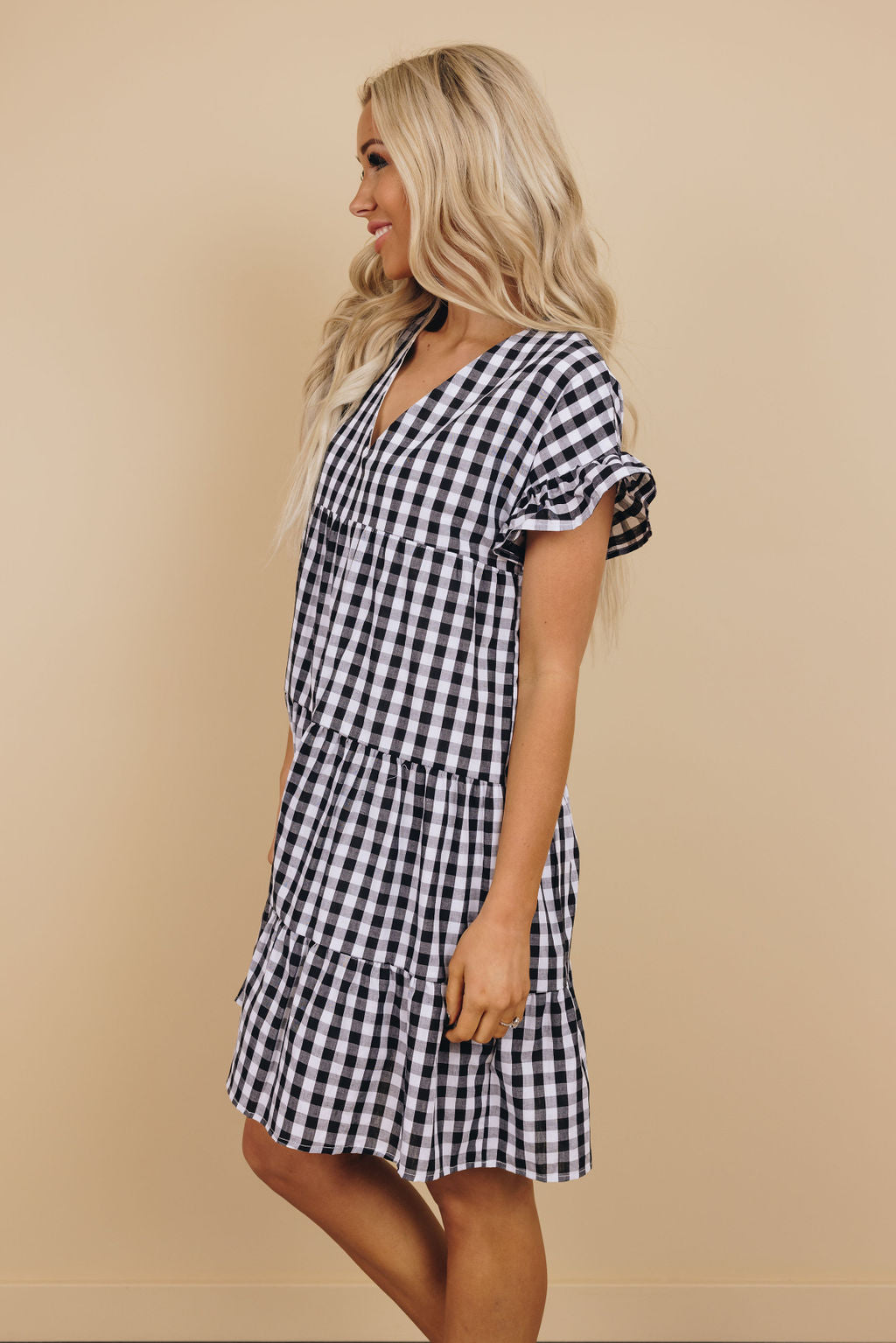 Black & White Plaid Swing Dress